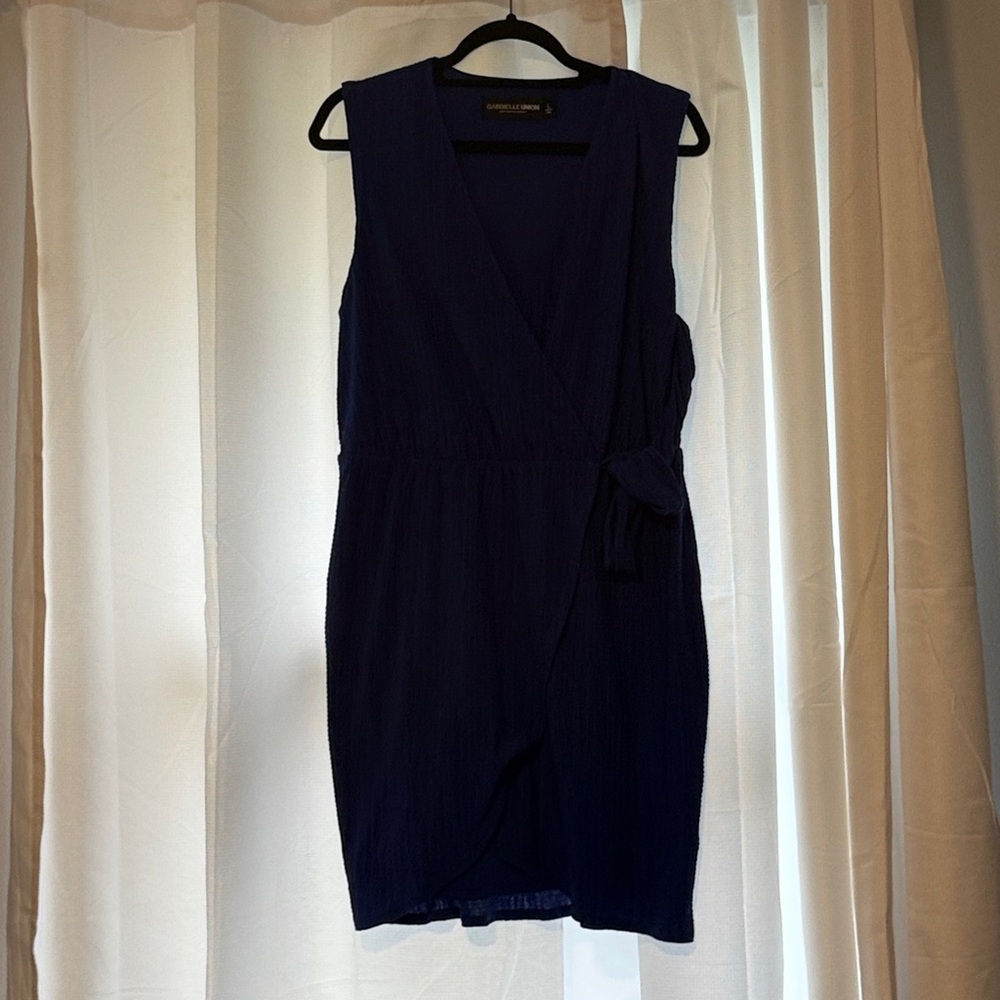 Navy Sleeveless Wrap Dress